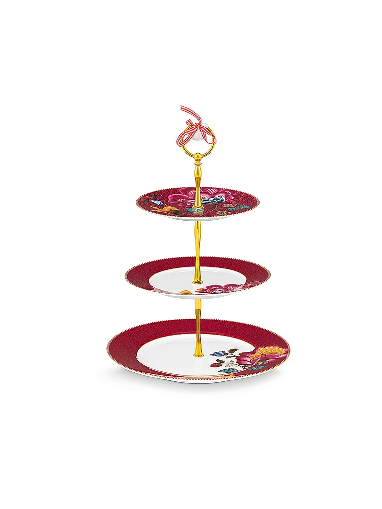 PIP STUDIO Etagere de 3 pisos BLOOMING TALES 21cm Fantasy Darkred rojo oscuro